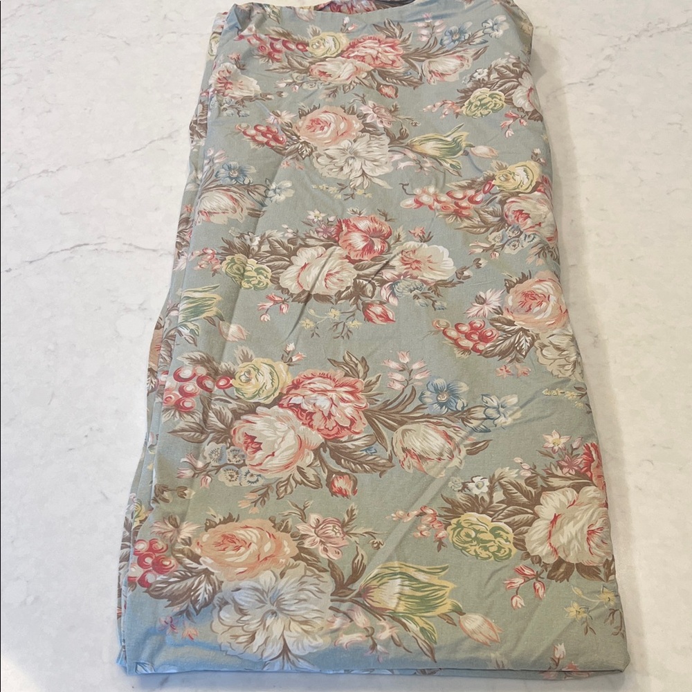 Ralph Lauren Floral Sheet Set in Light Blue with Pink and Cream Accents